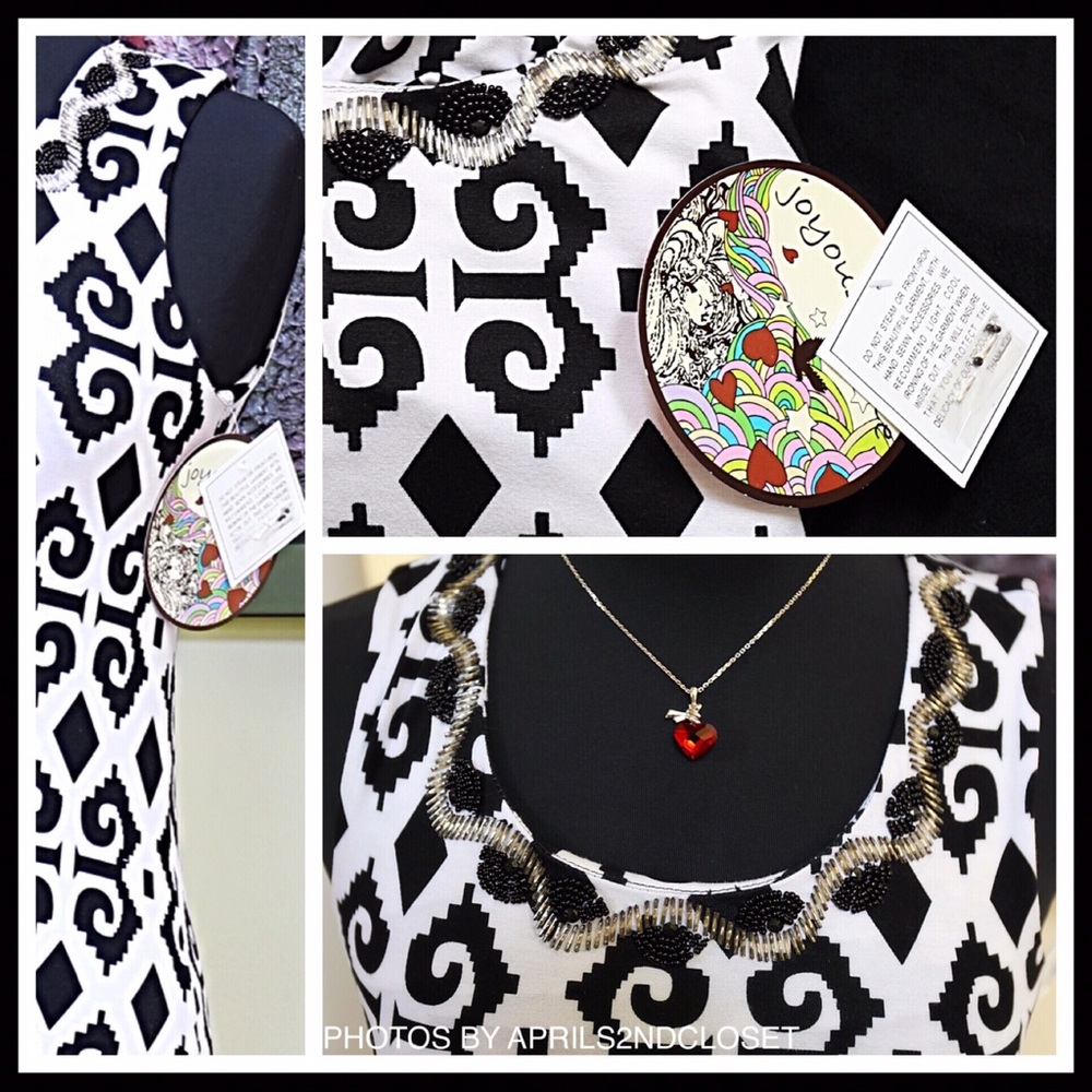 BLACK WHITE BOHO PRINT SUN TANK MAXI DRESS - Picture 7 of 12